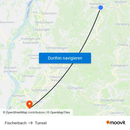 Fischerbach to Tunsel map
