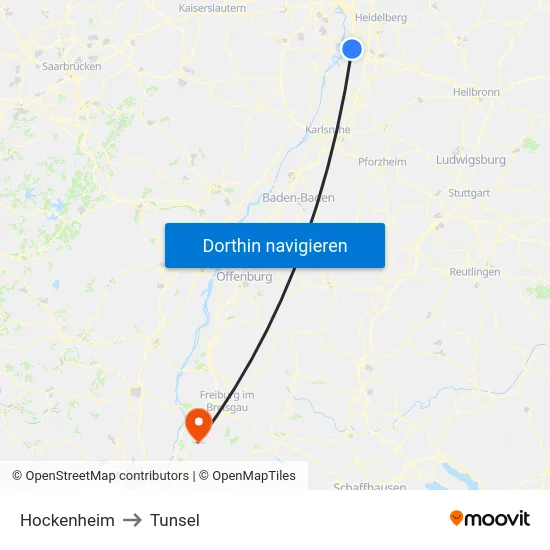 Hockenheim to Tunsel map