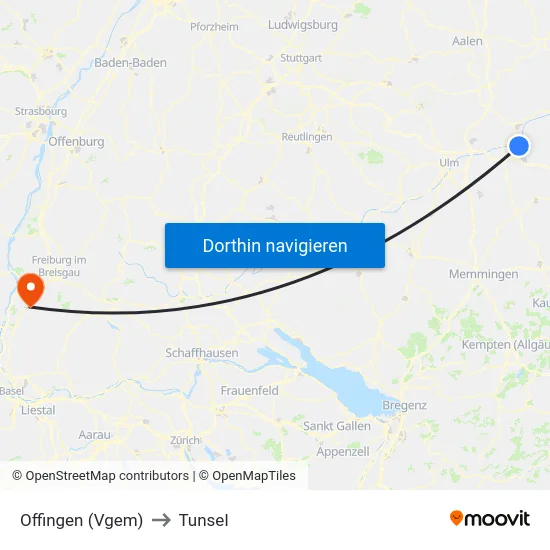 Offingen (Vgem) to Tunsel map