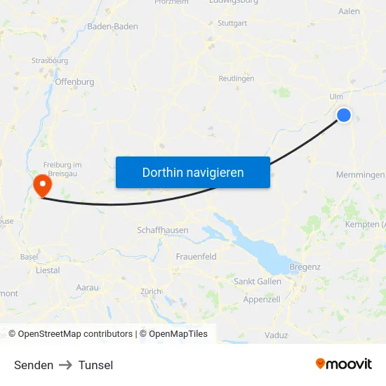 Senden to Tunsel map