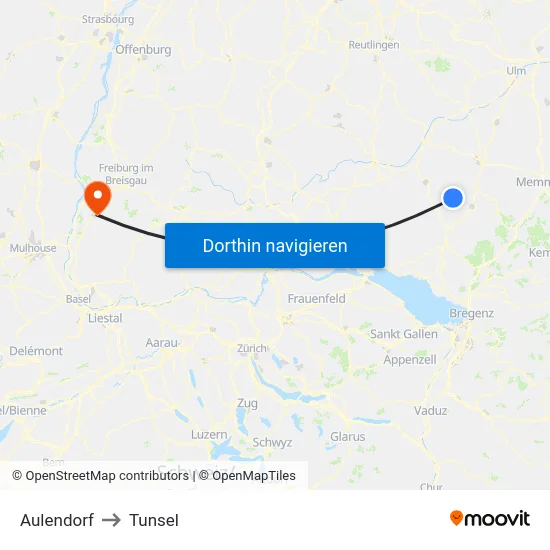 Aulendorf to Tunsel map