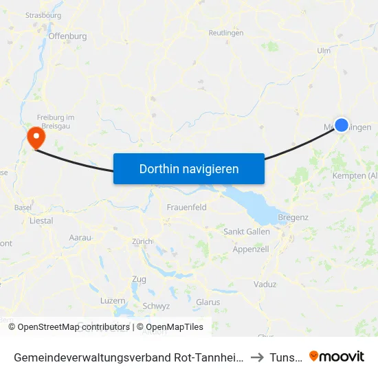 Gemeindeverwaltungsverband Rot-Tannheim to Tunsel map