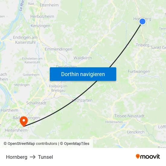 Hornberg to Tunsel map