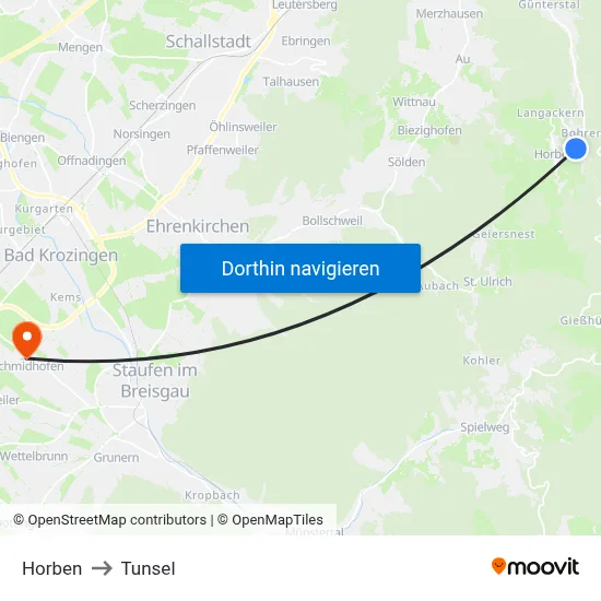 Horben to Tunsel map