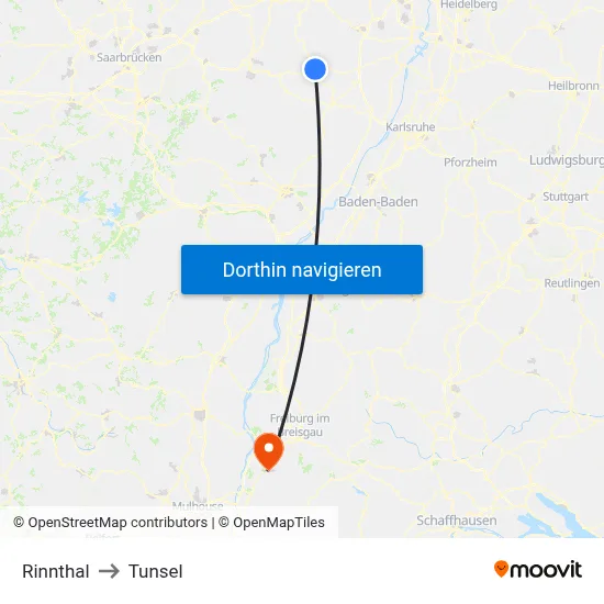 Rinnthal to Tunsel map