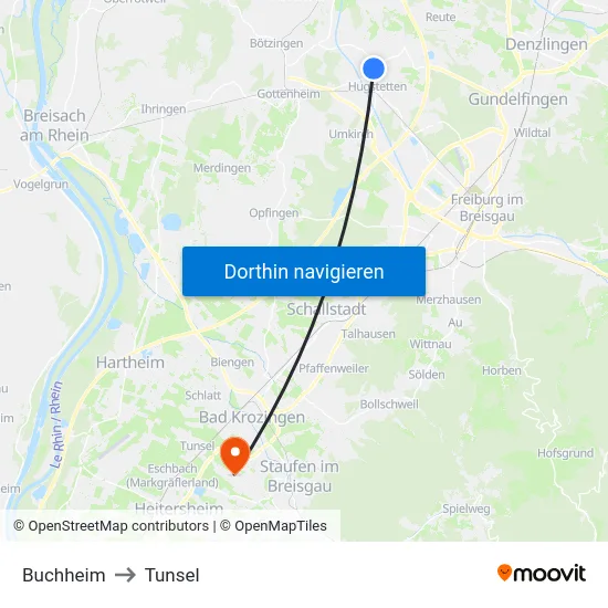 Buchheim to Tunsel map