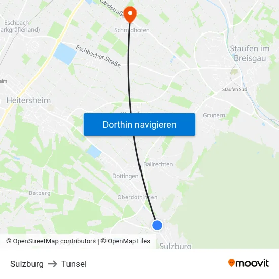 Sulzburg to Tunsel map