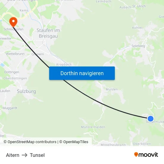 Aitern to Tunsel map