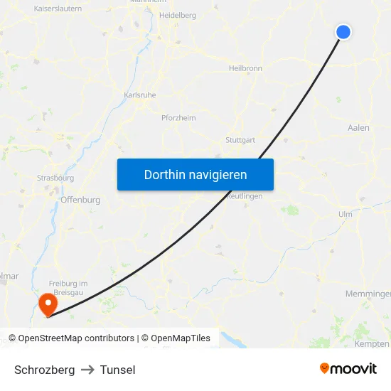 Schrozberg to Tunsel map