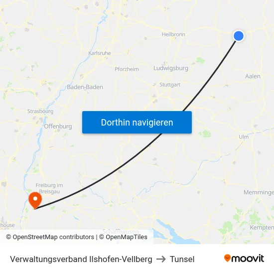 Verwaltungsverband Ilshofen-Vellberg to Tunsel map