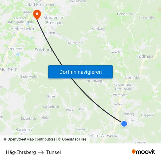 Häg-Ehrsberg to Tunsel map