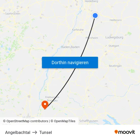 Angelbachtal to Tunsel map
