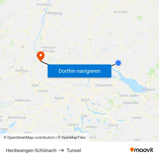 Herdwangen-Schönach to Tunsel map