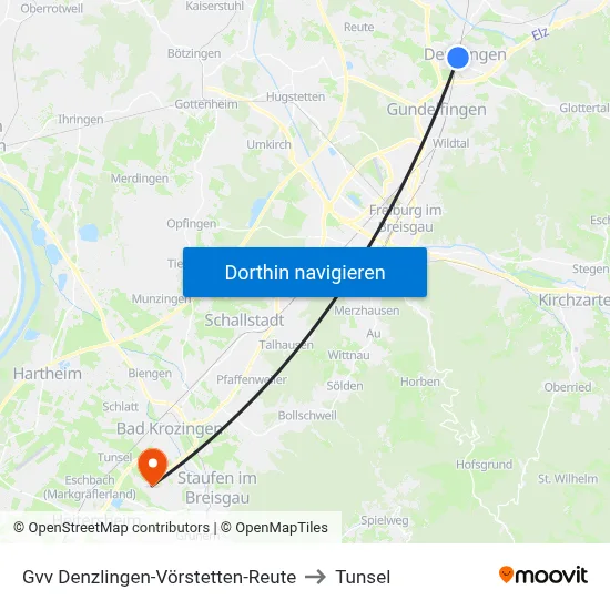 Gvv Denzlingen-Vörstetten-Reute to Tunsel map