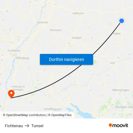 Fichtenau to Tunsel map