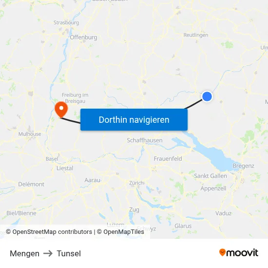 Mengen to Tunsel map