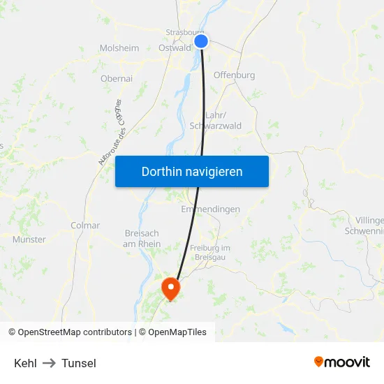 Kehl to Tunsel map