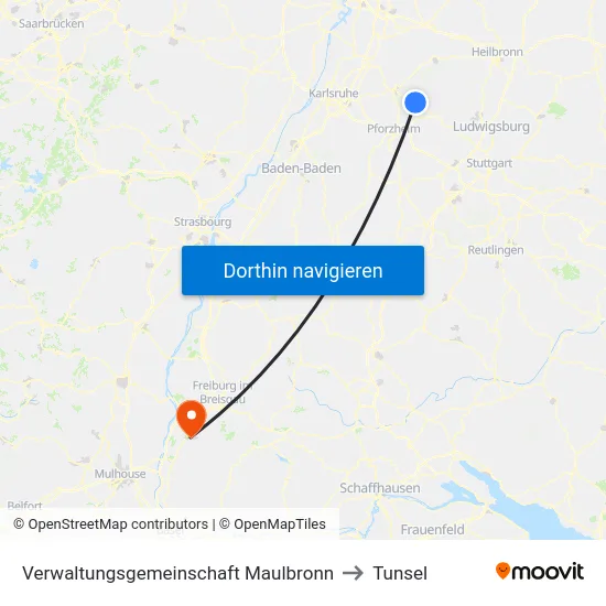 Verwaltungsgemeinschaft Maulbronn to Tunsel map