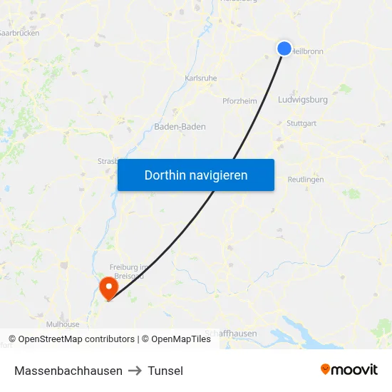 Massenbachhausen to Tunsel map