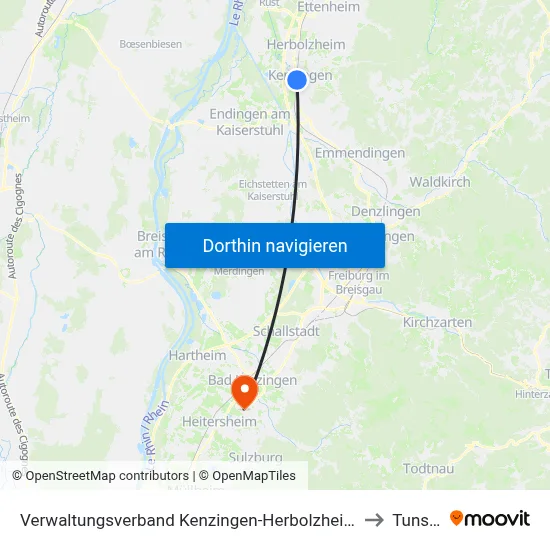 Verwaltungsverband Kenzingen-Herbolzheim to Tunsel map