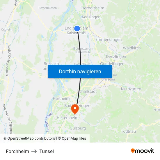 Forchheim to Tunsel map