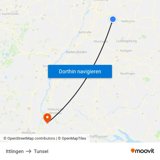 Ittlingen to Tunsel map