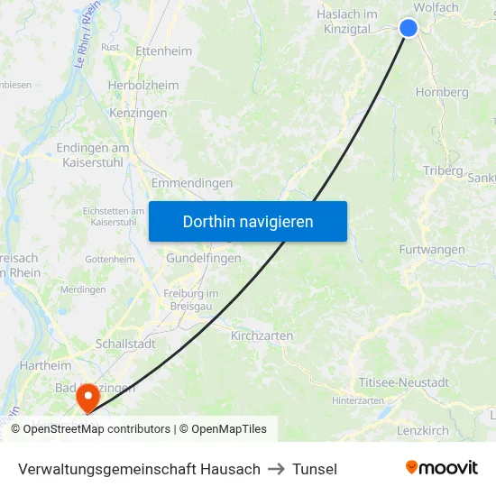Verwaltungsgemeinschaft Hausach to Tunsel map