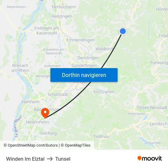 Winden Im Elztal to Tunsel map