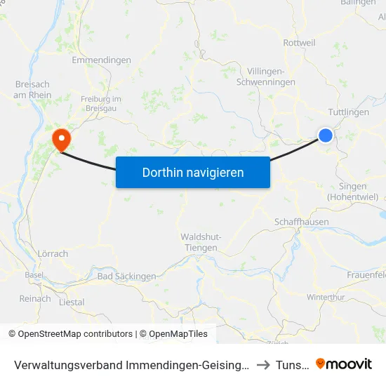 Verwaltungsverband Immendingen-Geisingen to Tunsel map