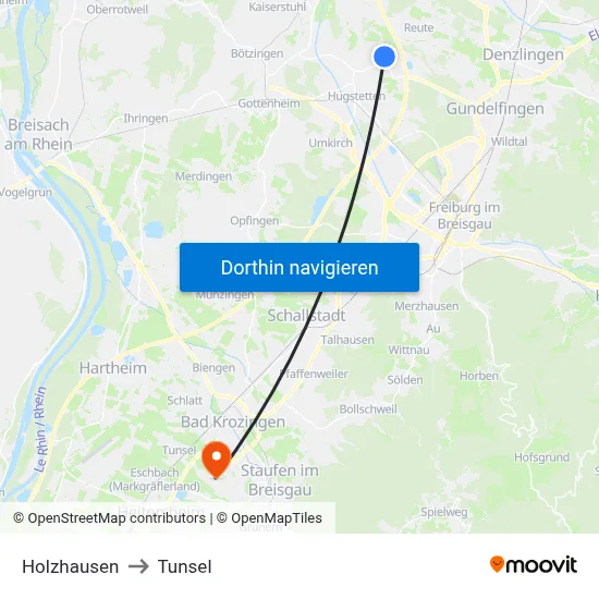 Holzhausen to Tunsel map