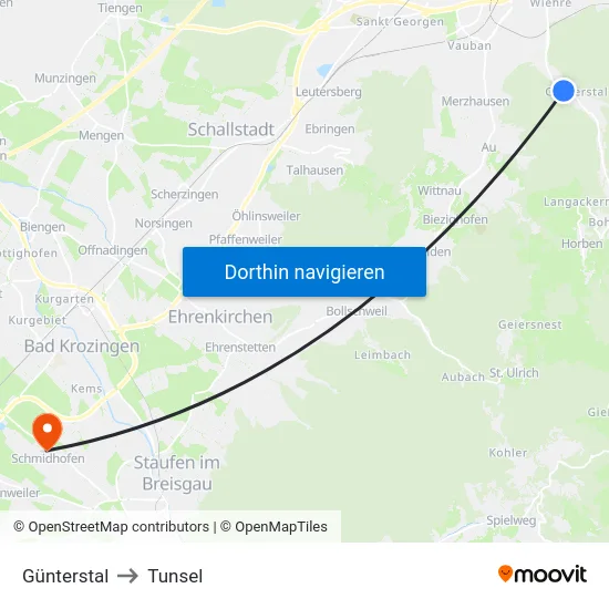 Günterstal to Tunsel map