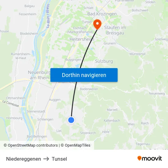 Niedereggenen to Tunsel map