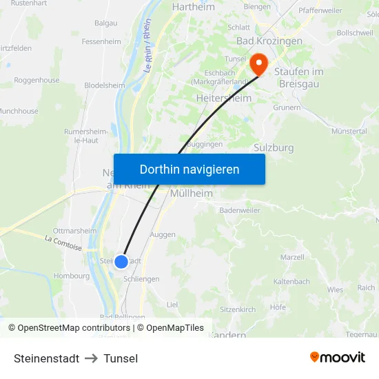 Steinenstadt to Tunsel map