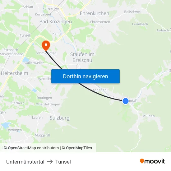 Untermünstertal to Tunsel map