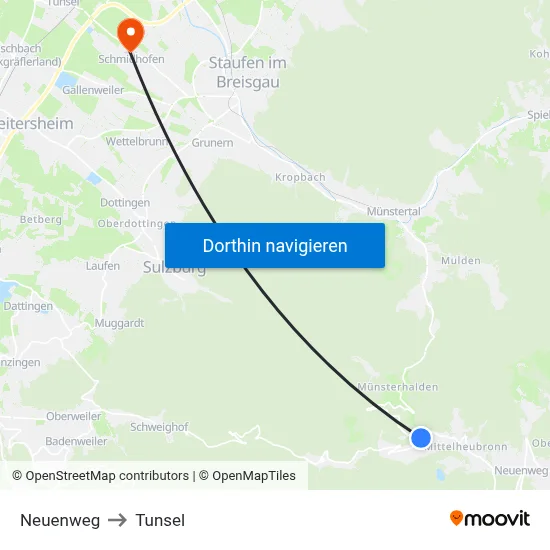 Neuenweg to Tunsel map