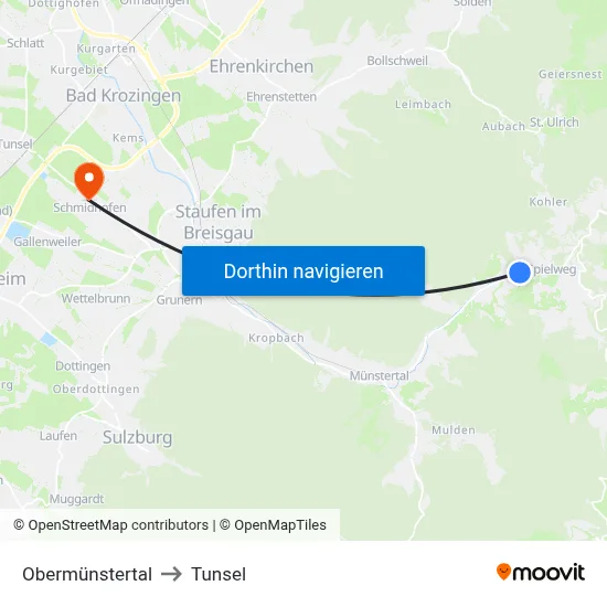 Obermünstertal to Tunsel map