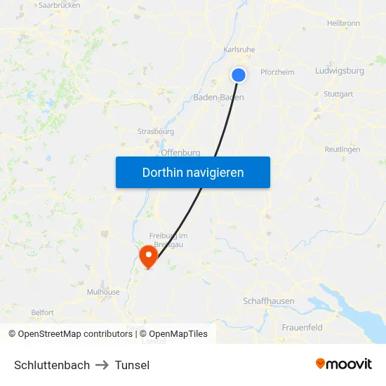 Schluttenbach to Tunsel map
