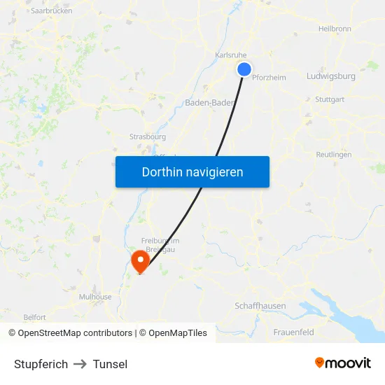 Stupferich to Tunsel map