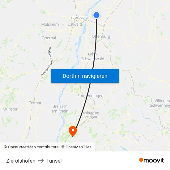 Zierolshofen to Tunsel map