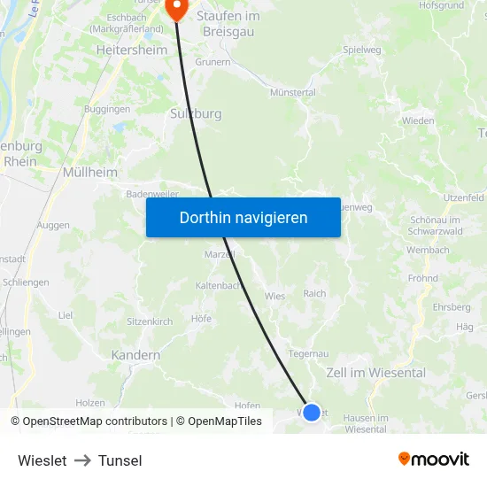 Wieslet to Tunsel map