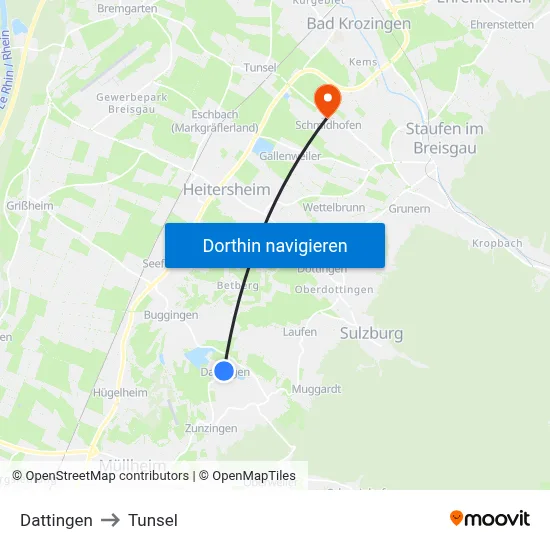 Dattingen to Tunsel map