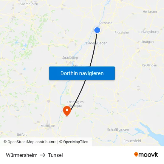 Würmersheim to Tunsel map