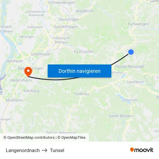 Langenordnach to Tunsel map