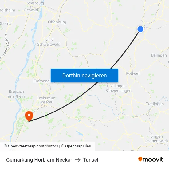 Gemarkung Horb am Neckar to Tunsel map