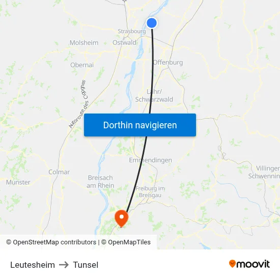 Leutesheim to Tunsel map