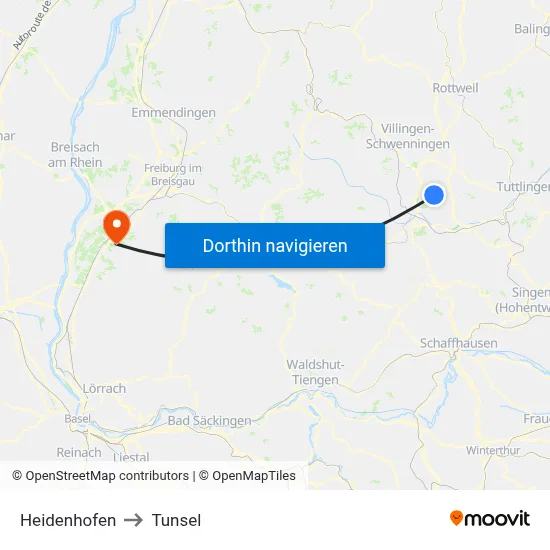 Heidenhofen to Tunsel map