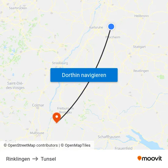 Rinklingen to Tunsel map