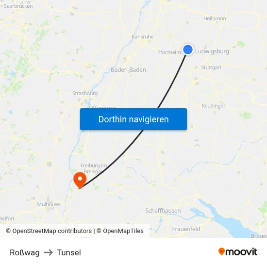 Roßwag to Tunsel map