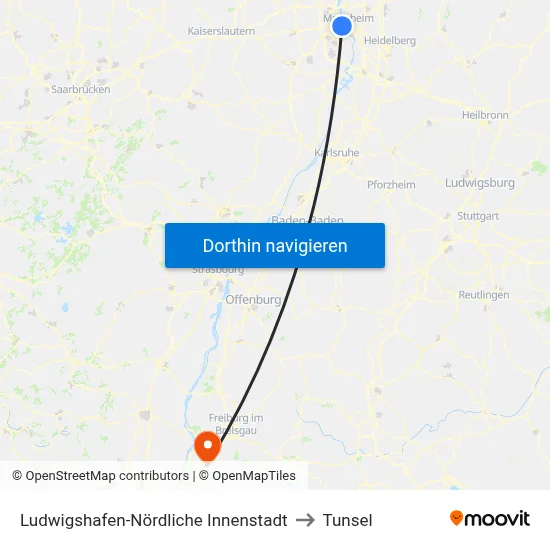 Ludwigshafen-Nördliche Innenstadt to Tunsel map