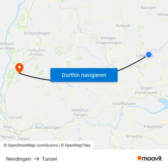 Nendingen to Tunsel map